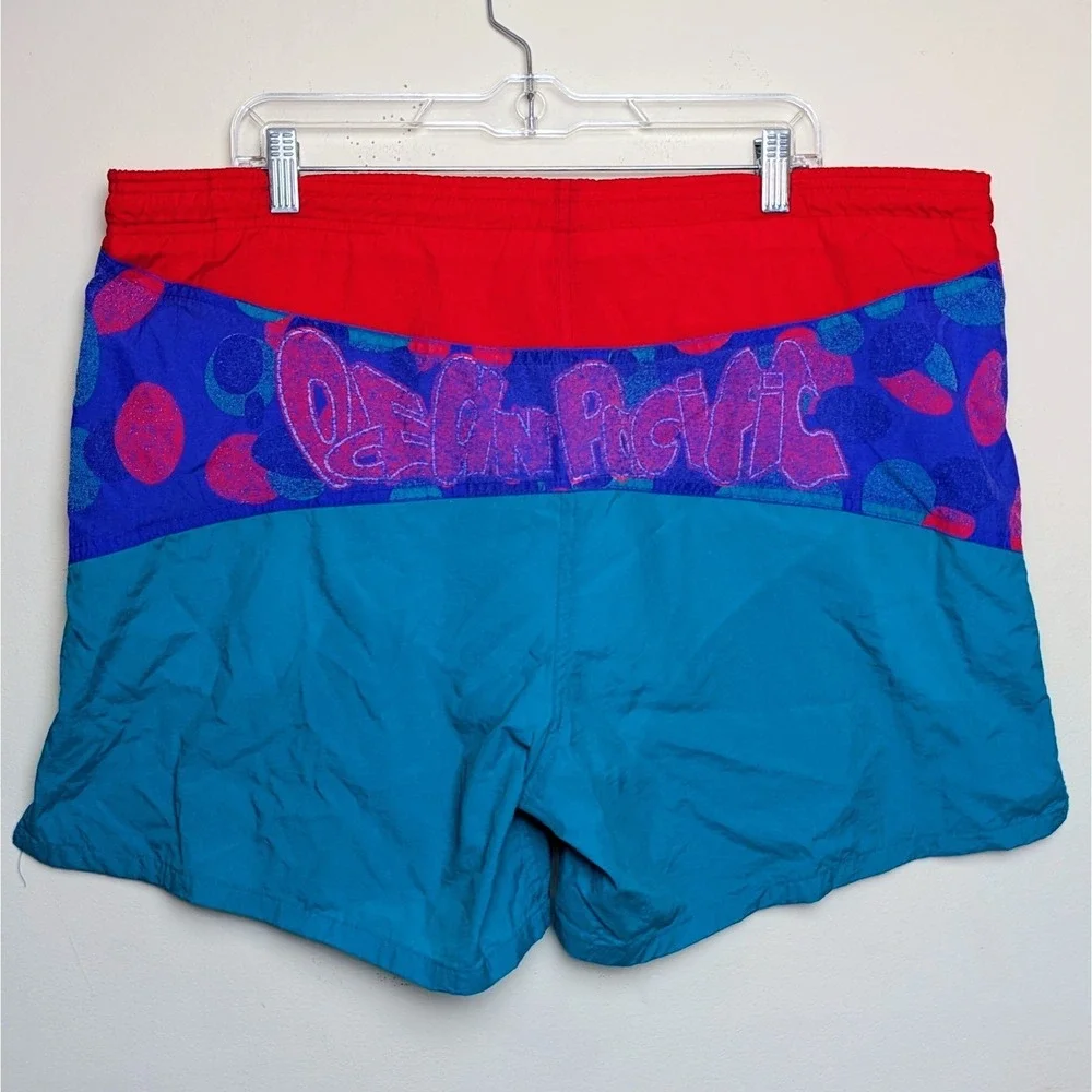 Vintage Ocean Pacific Swim Trunks Neon Bathing Suit Shorts OP 80s 90s Size XL